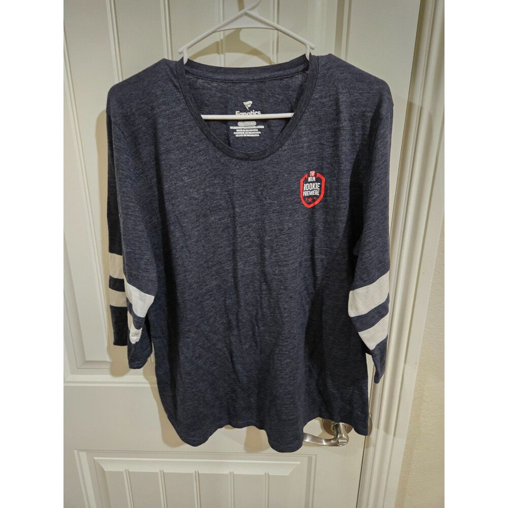 Fanatics Women’s Size 2XL NFLPA Rookie Premiere Navy 3/4 Sleeve Football T-Shirt
